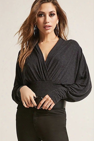 Marled Surplice Top