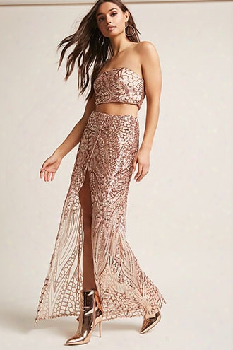 Mesh Sequin Crop Tube Top & Maxi Skirt Set