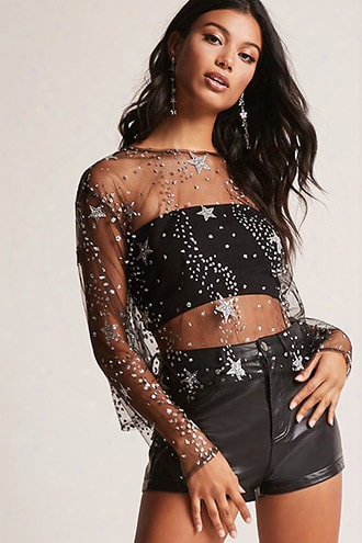 Motel Glitter Mesh Top