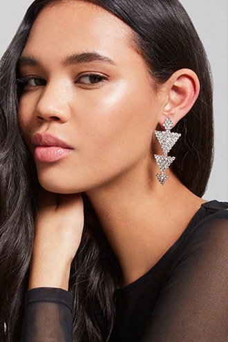 Pave Triangle Drop Earrings