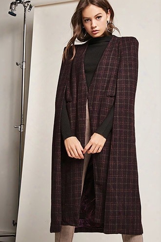 Plaid Wool-blend Cape