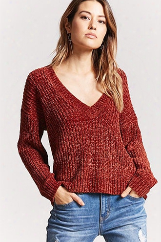 Plunging Chenille Sweater