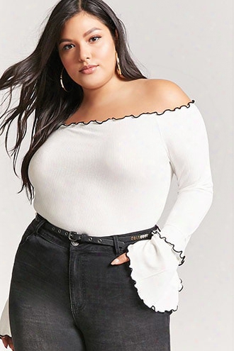 Plus Size Bell Sleeve Off-the-shoulder Top