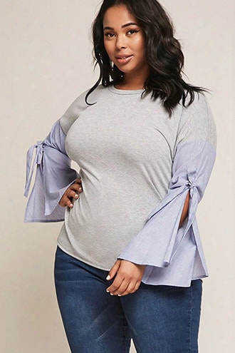 Plus Size Contrast Sleeve Top