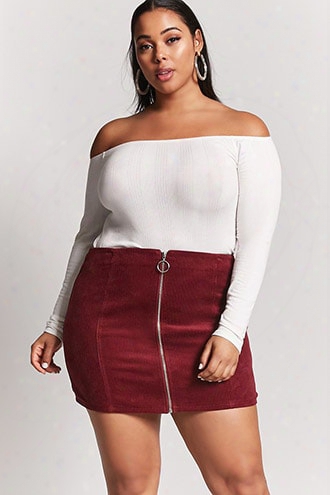 Plus Size Corduroy Mini Skirt