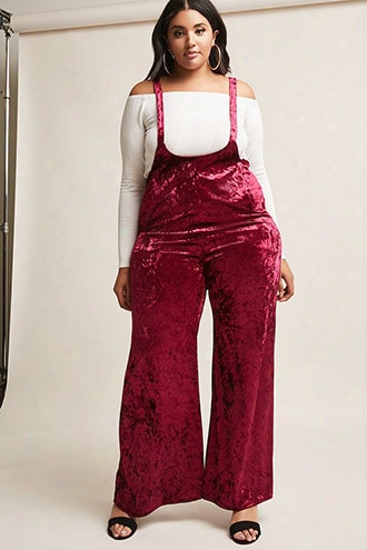 Plus Size Crushed Velvet Overall Jumpsuit