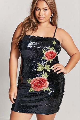 Plus Size Embroidered Sequin Mini Dress