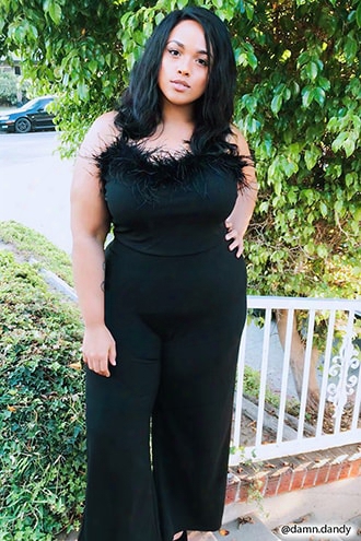 Plus Size Faux Feather-trim Jumpsuit