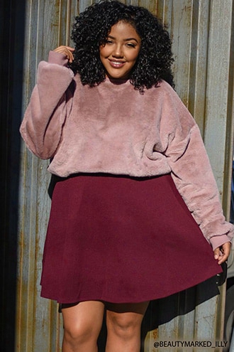 Plus Size Faux Fur Sweater