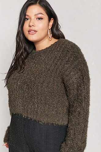 Plus Size Fuzzy Boucle Knit Sweater