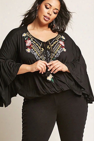 Plus Size Geo-embroidered Top