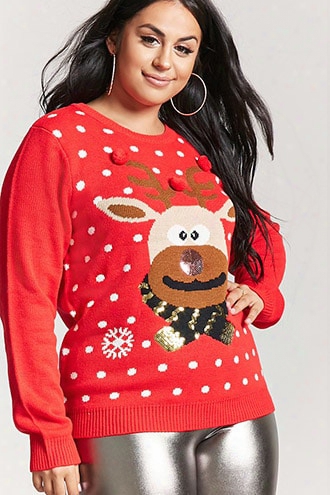 Plus Size Knit Reindeer Sweater