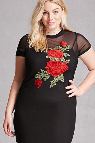 Plus Size Mesh Floral Tunic