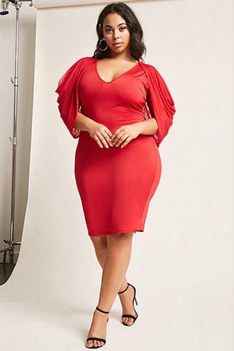 Plus Size Mesh Sleeve Dress