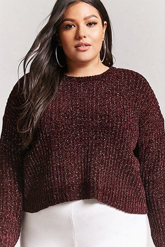 Plus Size Metallic Chenille Sweater