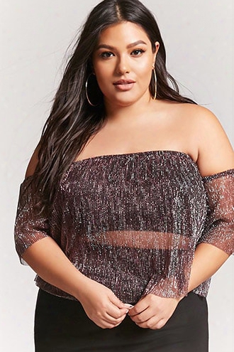 Plus Size Metallic Crop Top