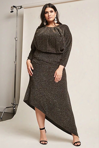 Plus Size Metallic Stripe Maxi Dress