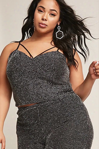 Plus Size Metallic Stripe Top