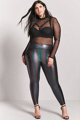 Plus Size Oil-slick Leggings