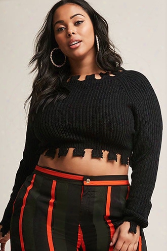 Plus Size Ribbed Sweater-knit Crop Top