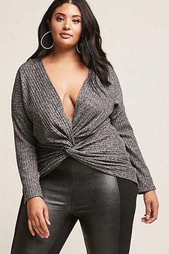 Plus Size Ribbed Twist-hem Top