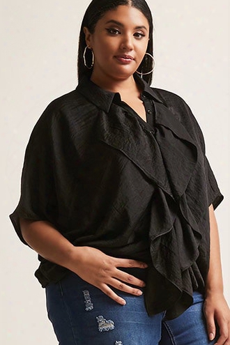 Plus Size Satin Ruffle Top