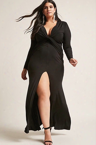 Plus Size Twist-front Maxi Dress