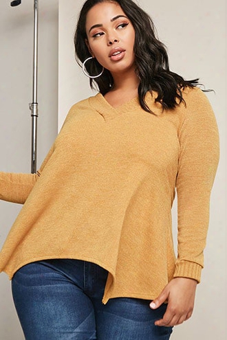 Plus Size V-neck Handkerchief Sweater