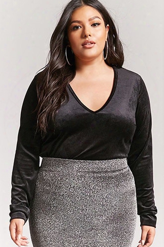 Plus Size Velvet Corduroy Top