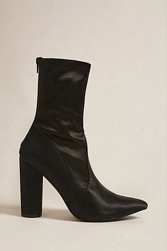 Pointed Satin Sock Boots