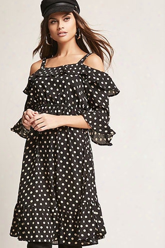 Polka Dot Open-shoulder Dress