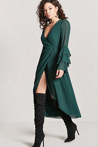 Ruffled Chiffon Wrap Dress