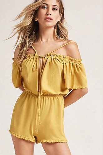 Ruffled Open-shoulder Romper