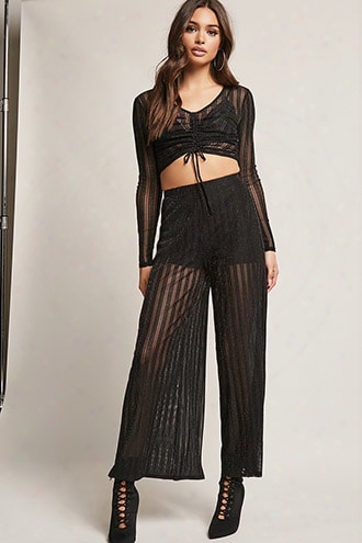 Sheer Shadow Stripe Palazzo Pants