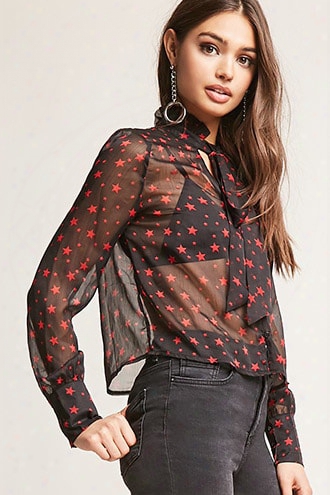 Sheer Star Print Shirt