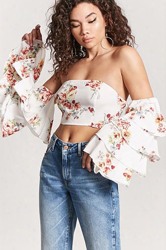 Smocked Off-the-shoulder Crop Top