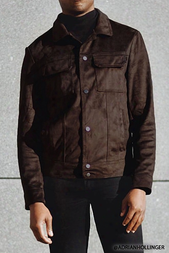 Smooth Faux Suede Trucker Jacket