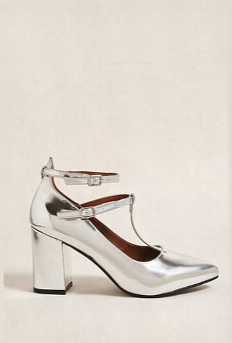St. Sana Metallic T-strap Heels