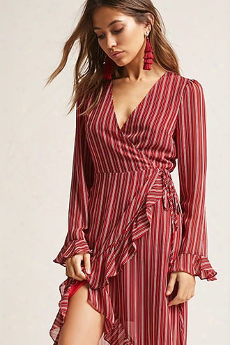 Stripe High-low Wrap Dress