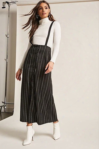 Striped Button-front Overall Dress