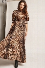 ETA Leopard Print Satin Maxi Dress