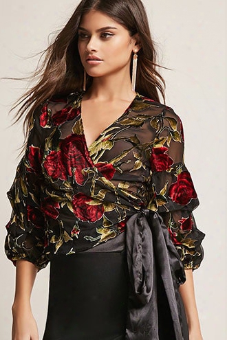 Velvet Floral Sheer Mesh Top