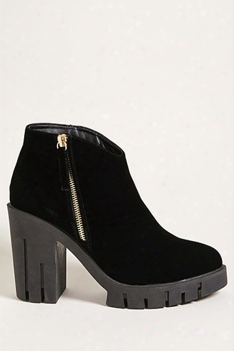 Velvet Lug Ankle Boots