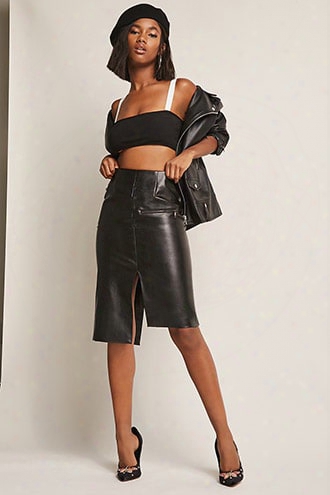 Asymmetrical Faux Leather Skirt