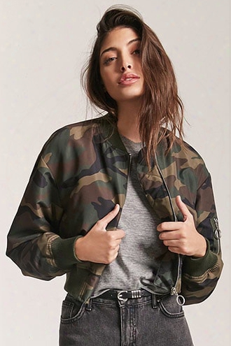 Camo Print Bomber Jacket