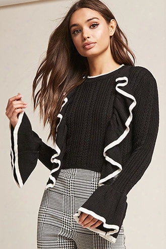 Contrast Ruffle Sweater