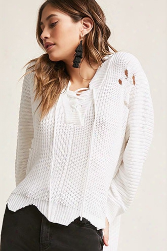 Distressed High-low Sweater