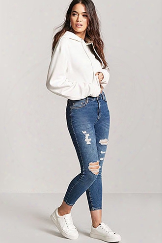 Distressed High-waist Skinny Jeans