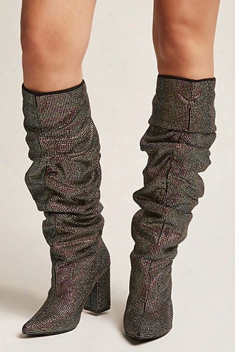 Faux Crystal Knee-high Boots