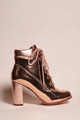 Faux Leather Lace-up Ankle Boots